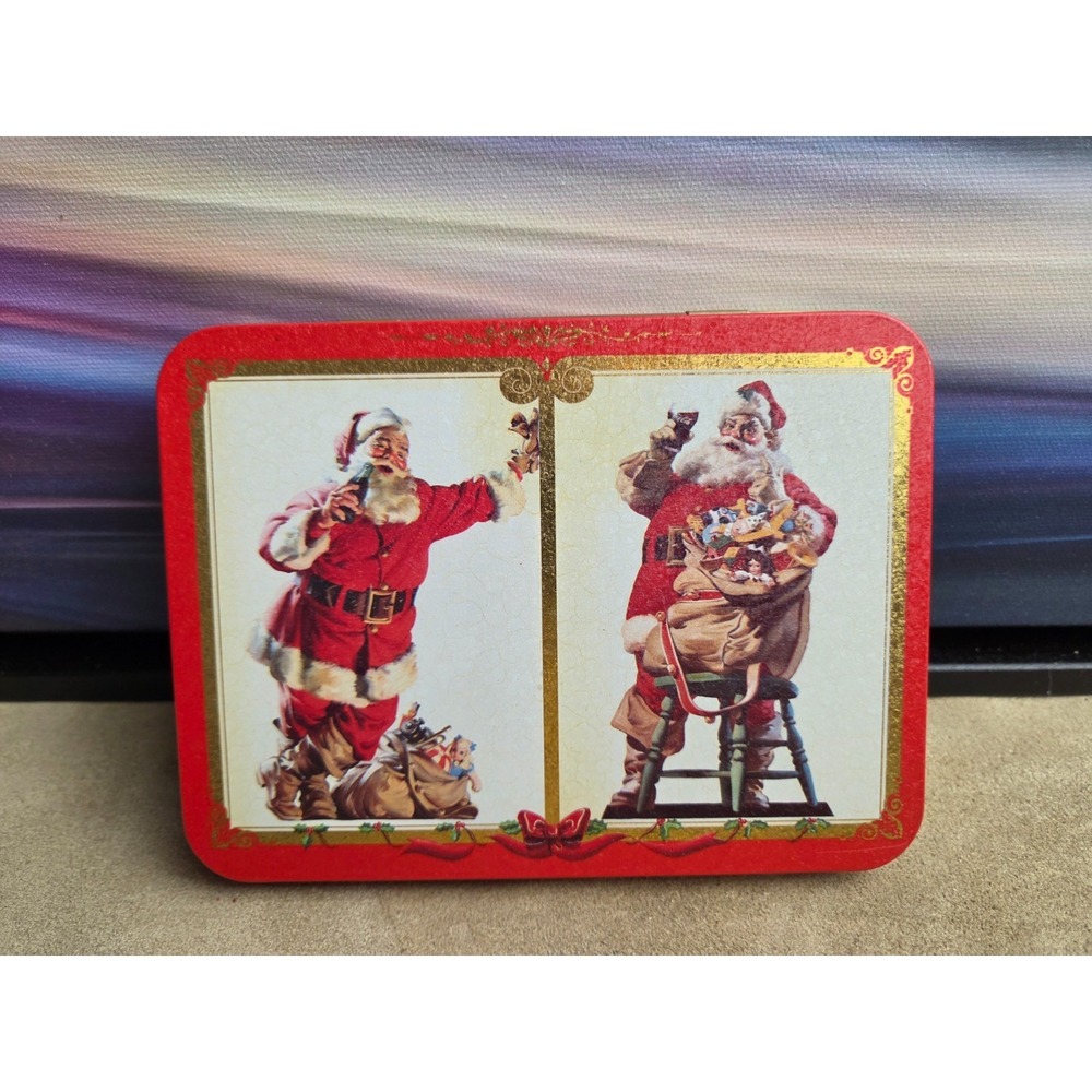 Coca Cola Coke Santa Tin Playing Cards Poker Vintage 1994 Santa 2 Factory Sealed